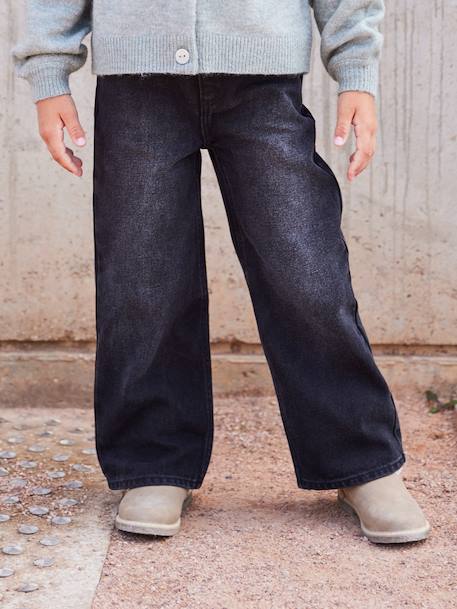 Wide Leg Jeans for Girls black denim+bleached denim+brut denim+denim grey+medium blue+stone - vertbaudet enfant 