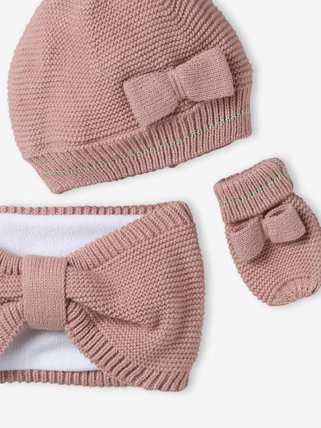 Christmas Set: Beanie, Snood & Mittens for Babies rosy - vertbaudet enfant 