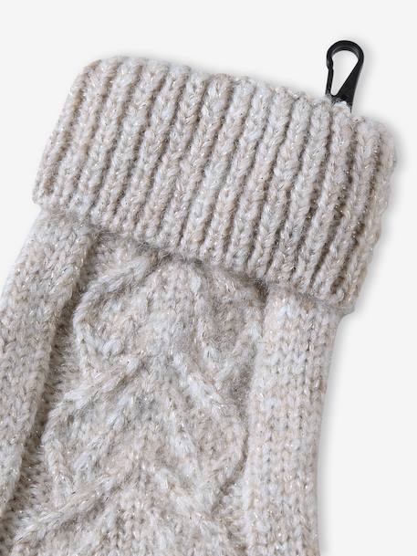 Christmas Cable Knit Set: Beanie + Snood + Mittens/Gloves for Girls marl beige - vertbaudet enfant 