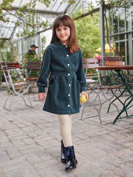 Robe en velours fille mauve+vert sapin - vertbaudet enfant 