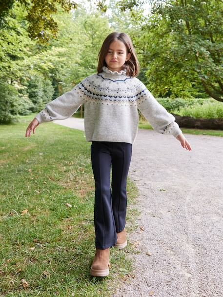 Legging fille flare camel+noir - vertbaudet enfant 