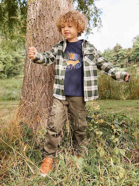 Chemise flanelle carreaux GA doublée Sherpa carreaux vert - vertbaudet enfant 