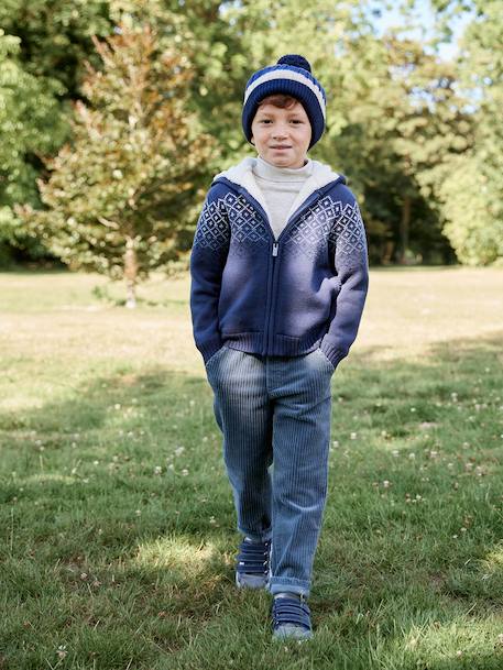 Corduroy Trousers, Easy to Slip On, for Boys navy blue+slate blue - vertbaudet enfant 