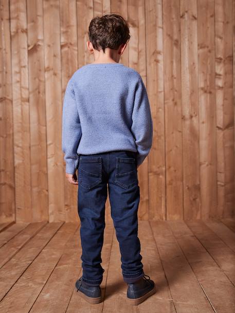 Straight Leg Jeans, Pull-On Cut, Lined, for Boys Denim Blue - vertbaudet enfant 