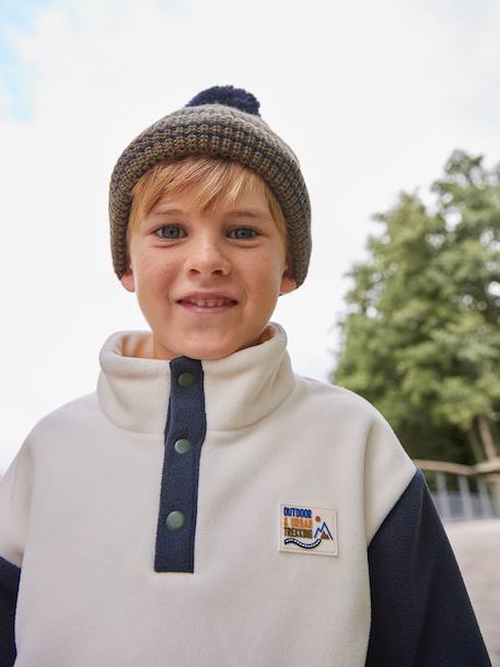 Long-Sleeved Fleece Sweatshirt for Boys blue+green - vertbaudet enfant 