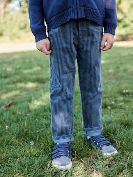 Corduroy Trousers, Easy to Slip On, for Boys navy blue+slate blue - vertbaudet enfant 