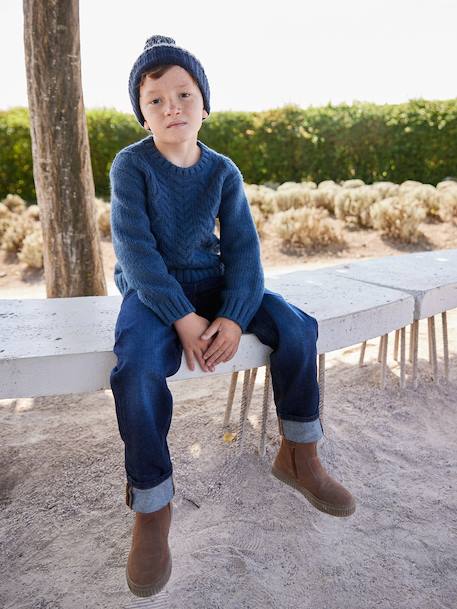 Cable Knit Jumper for Boys deep blue - vertbaudet enfant 