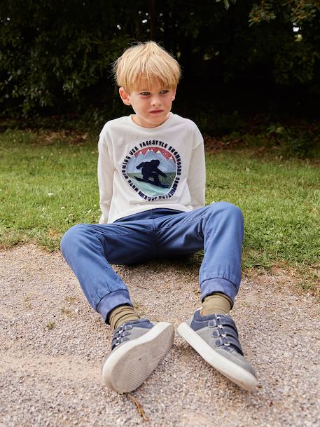 T-shirt garçon imprimé devant anthracite+écru - vertbaudet enfant 
