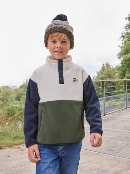Sweat polaire garçon manches longues bleu+vert - vertbaudet enfant 