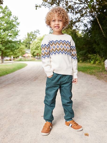 Long Sleeve Jacquard Jumper for Boys ecru - vertbaudet enfant 