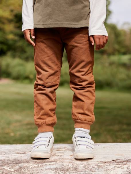 Pantalon style jogger doublé polaire garçon facile à enfiler encre+NOISETTE - vertbaudet enfant 