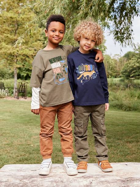 Printed Long-Sleeved T-Shirt for Boys navy blue - vertbaudet enfant 