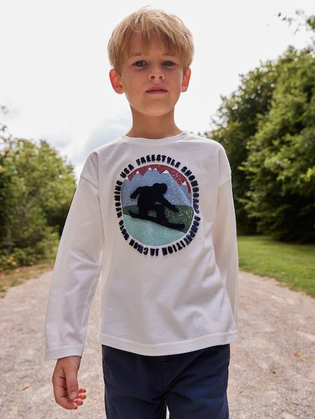 T-Shirt with Print on the Front for Boys anthracite+ecru - vertbaudet enfant 