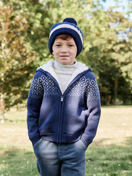 Hooded Sherpa-Lined Cardigan for Boys navy blue - vertbaudet enfant 