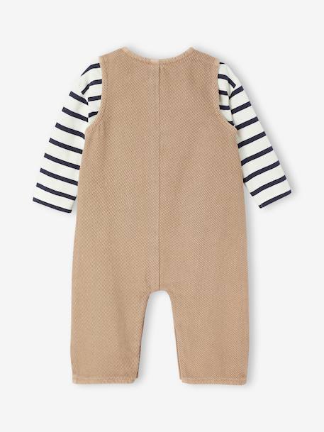 Set T-shirt + striped jumpsuit pecan nut - vertbaudet enfant 