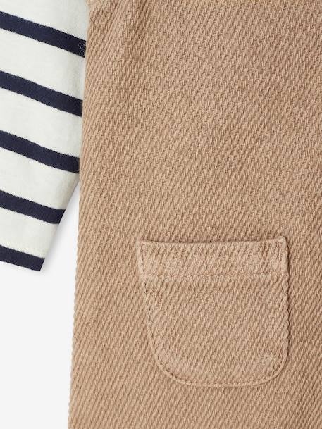 Set T-shirt + striped jumpsuit pecan nut - vertbaudet enfant 