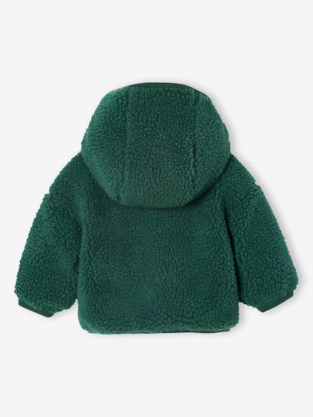 Sherpa hooded jacket for babies fir green - vertbaudet enfant 