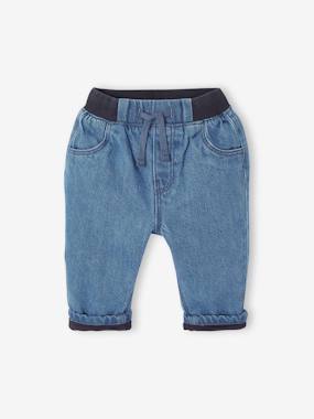 Jean bébé doublé avec taille élastiquée  - vertbaudet enfant
