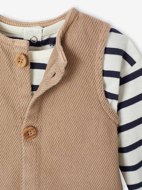 Set T-shirt + striped jumpsuit pecan nut - vertbaudet enfant 