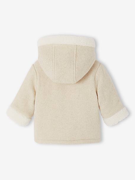 Wool blend coat for babies with iridescent effect and faux fur lining marl beige - vertbaudet enfant 