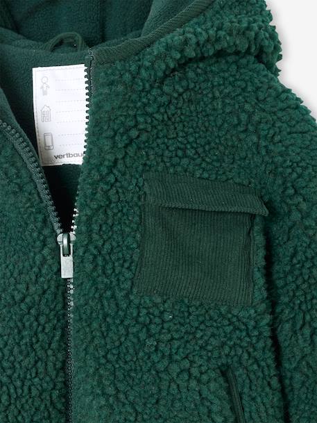 Sherpa hooded jacket for babies fir green - vertbaudet enfant 