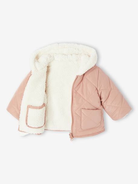Doudoune bébé réversible vieux rose - vertbaudet enfant 