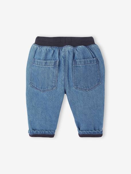 Lined Jeans with Elasticated Waistband, for Babies stone - vertbaudet enfant 