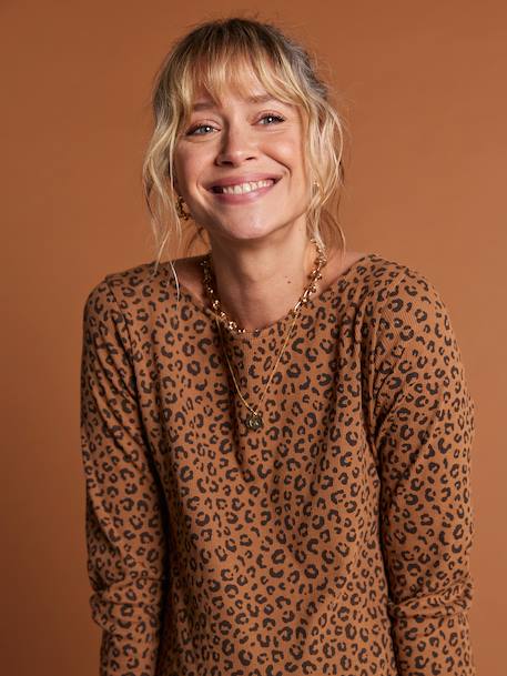 T-shirt léopard grossesse beige - vertbaudet enfant 