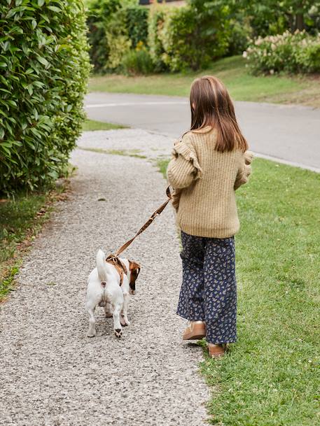 Frilly Cable Knit Jumper for Girls golden beige - vertbaudet enfant 
