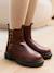 Boots enfant fille synthétique zippées et élastiquées marine+marron - vertbaudet enfant 