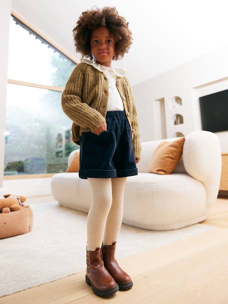 Patent Boots with Zip & Elastic, for Girls brown+navy blue - vertbaudet enfant 
