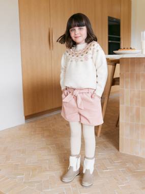 -Short en velours fille style paperbag