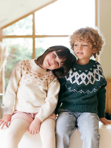 Girl's jacquard jumper with sparkly details vanilla - vertbaudet enfant 