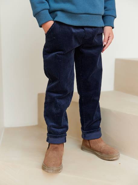 Corduroy Trousers, Easy to Slip On, for Boys navy blue+slate blue - vertbaudet enfant 
