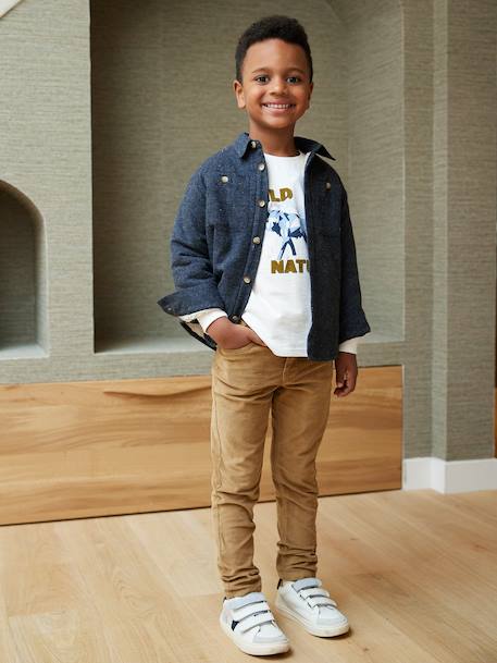 Lined Flannel Shirt for Boys marl grey - vertbaudet enfant 