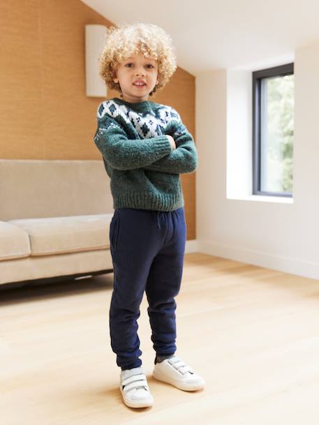 Fleece Joggers with Sherpa Lining for Boys navy blue - vertbaudet enfant 
