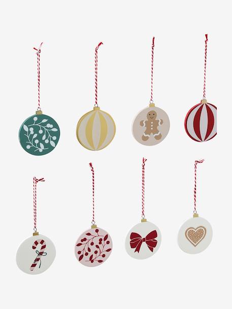 Pack of 10 Wooden Christmas Baubles, MOONY printed red - vertbaudet enfant 