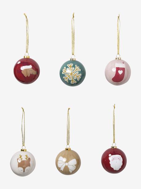 Pack of 6 3D Christmas baubles red - vertbaudet enfant 