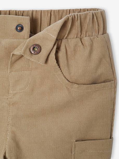 Lined Corduroy Combat Trousers for Babies anthracite+khaki - vertbaudet enfant 