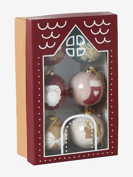 Pack of 6 3D Christmas baubles red - vertbaudet enfant 