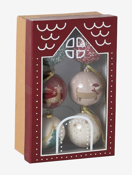 Set of 6 3D Christmas Baubles printed red - vertbaudet enfant 