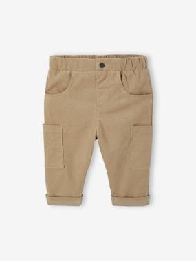 Lined Corduroy Combat Trousers for Babies - vertbaudet enfant -Lined Corduroy Combat Trousers for Babies