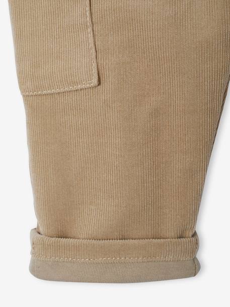 Lined Corduroy Combat Trousers for Babies anthracite+khaki - vertbaudet enfant 