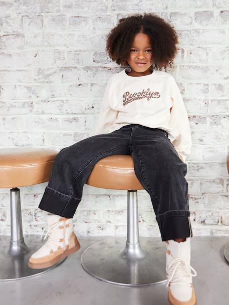 Sweatshirt with 'Brooklyn' Zebra Print for Girls ecru - vertbaudet enfant 