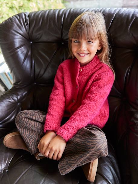 Bouclé Cardigan for Girls fuchsia - vertbaudet enfant 
