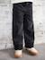 Wide-Leg Jeans with Turn-Ups for Girls black denim - vertbaudet enfant 