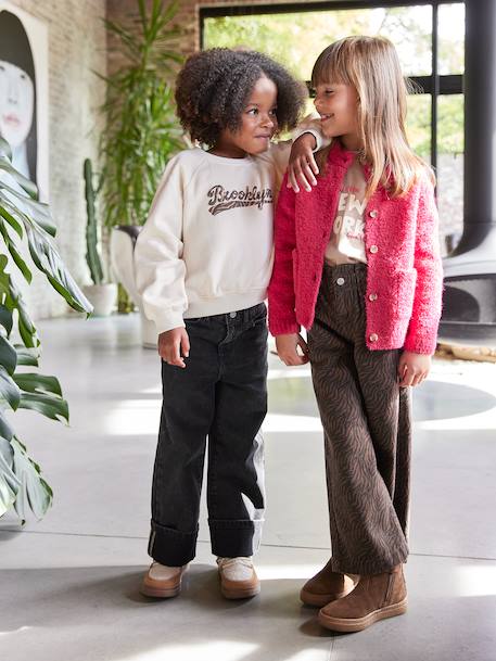 Pantalon fille large imprimé beige+chocolat+multicolore - vertbaudet enfant 
