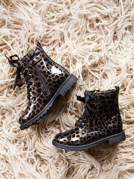 Patent Boots with Laces & Zip, for Girls black+printed black - vertbaudet enfant 