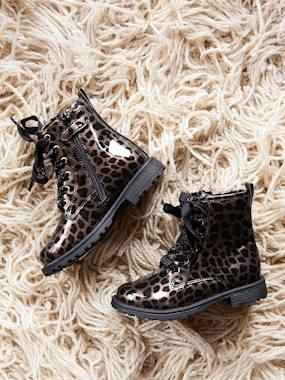 Shoes-Girls Footwear-Ankle Boots-Patent Boots with Zip & Elastic for Girls