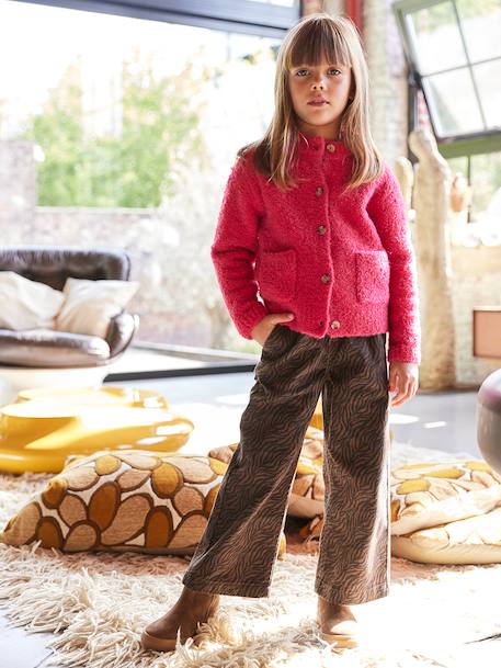 Bouclé Cardigan for Girls fuchsia - vertbaudet enfant 